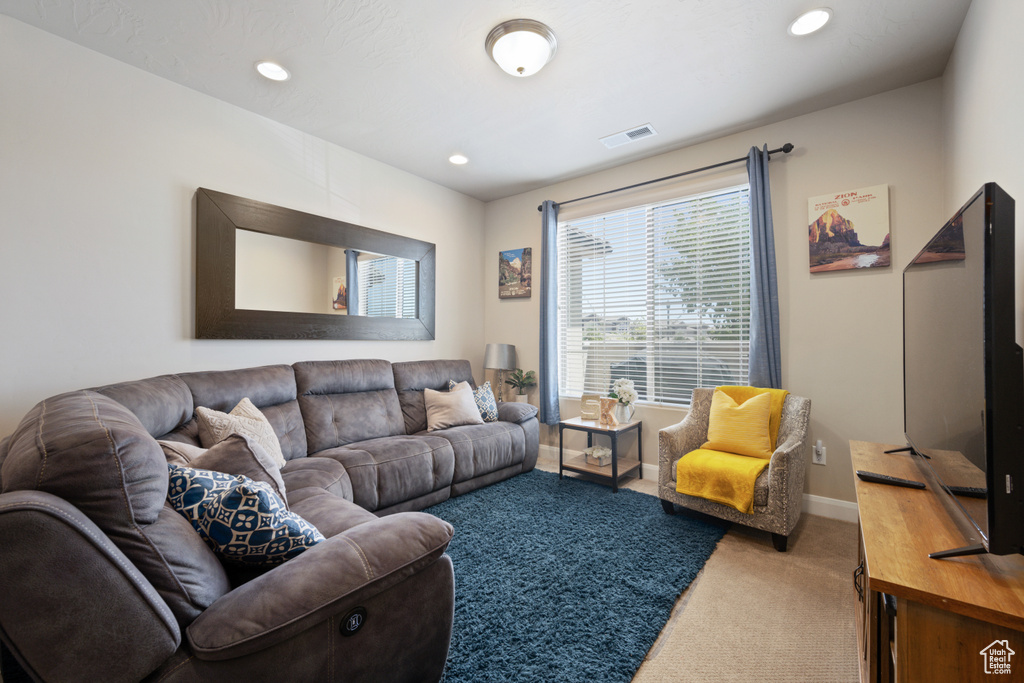 View of carpeted living room