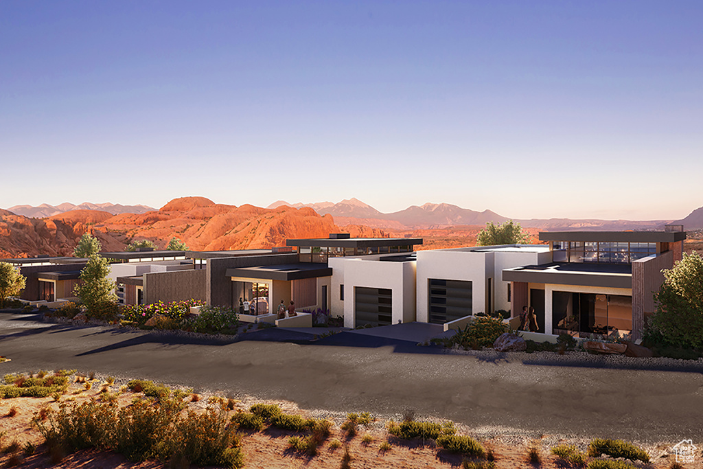 View of front of house featuring a mountain view