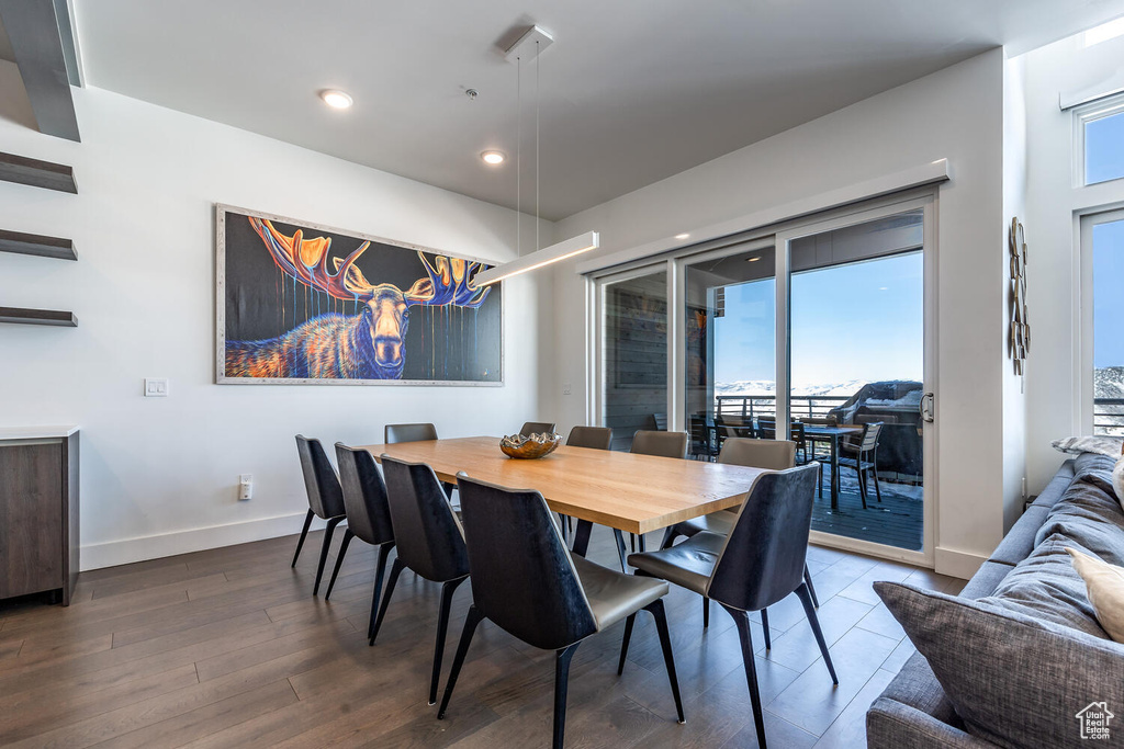 Dining room with hardwood / wood-style floors