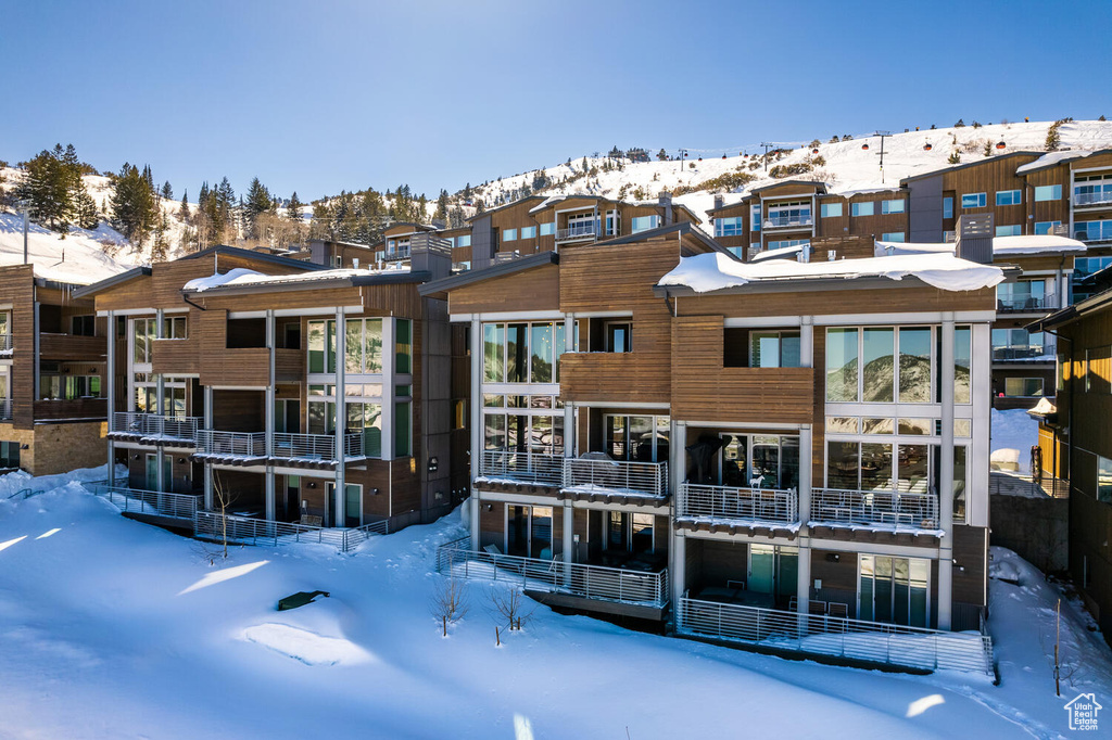 View of snow covered building