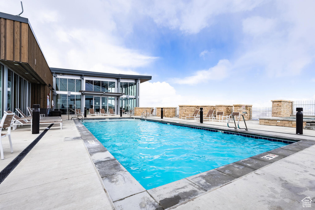 View of pool with a patio