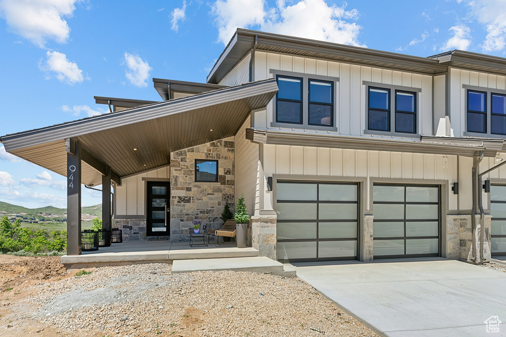 Modern home with a garage