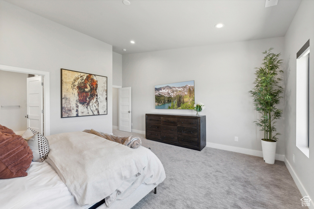 Bedroom with carpet flooring