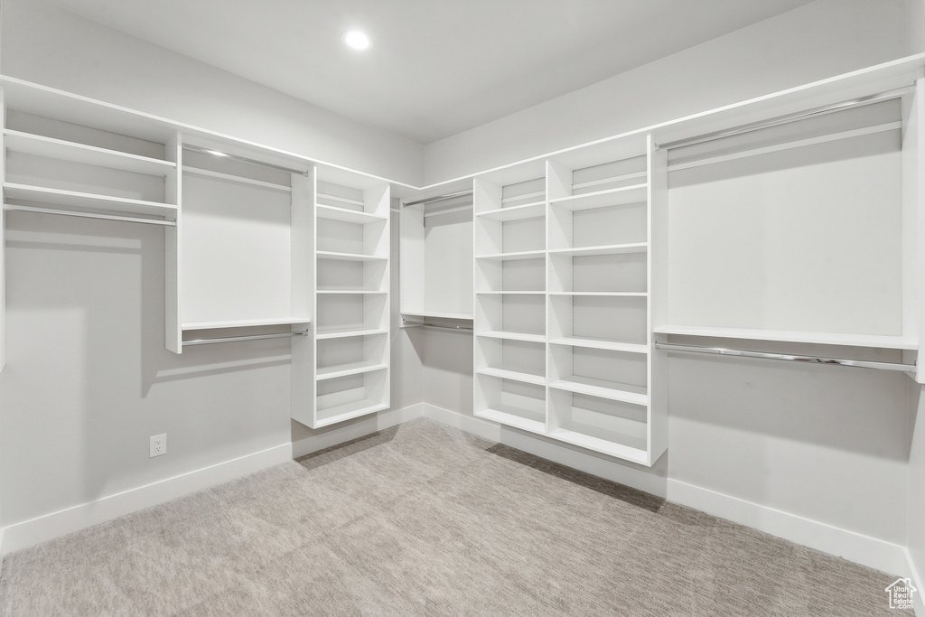 Walk in closet with carpet