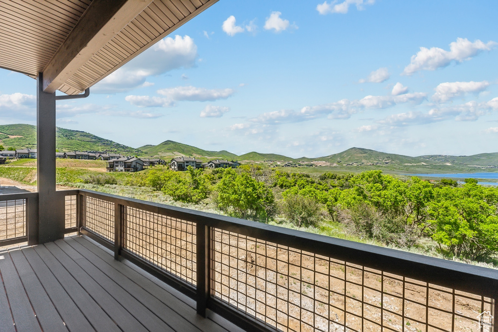 Wooden deck with a mountain view