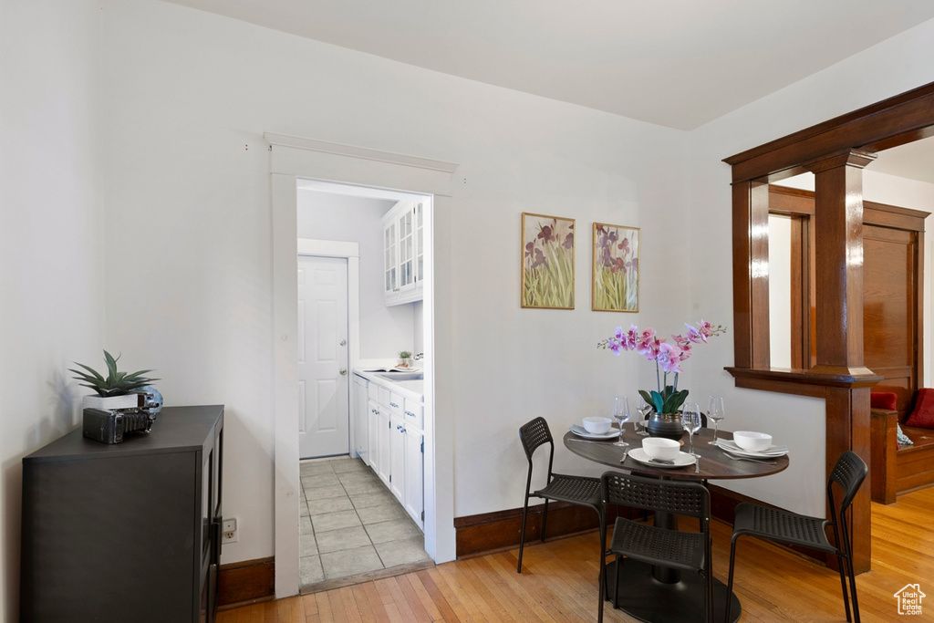 Corridor featuring light hardwood / wood-style floors