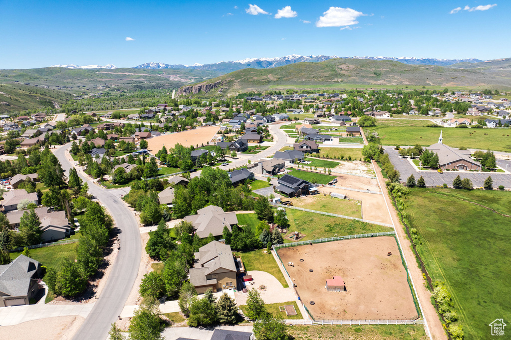 Drone / aerial view with a mountain view