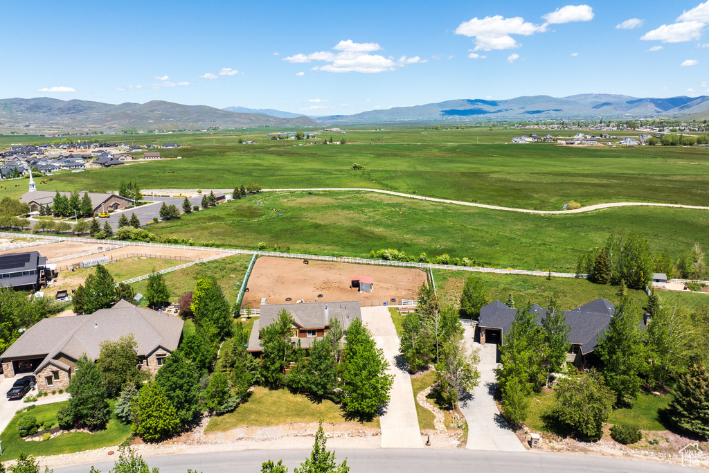 Aerial view featuring a mountain view