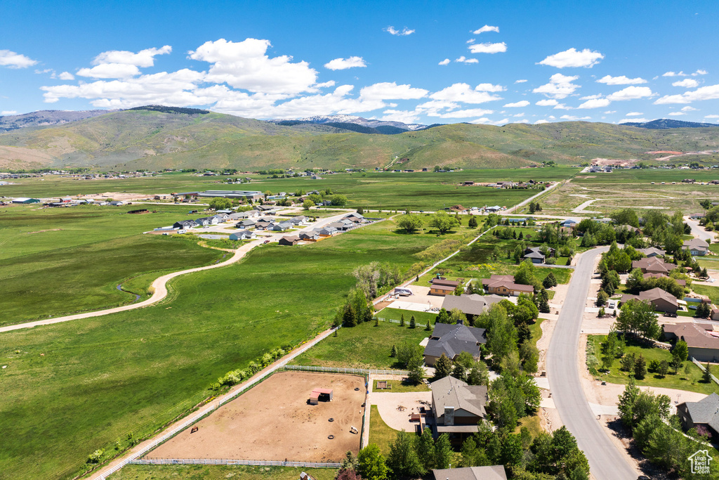 Drone / aerial view with a mountain view