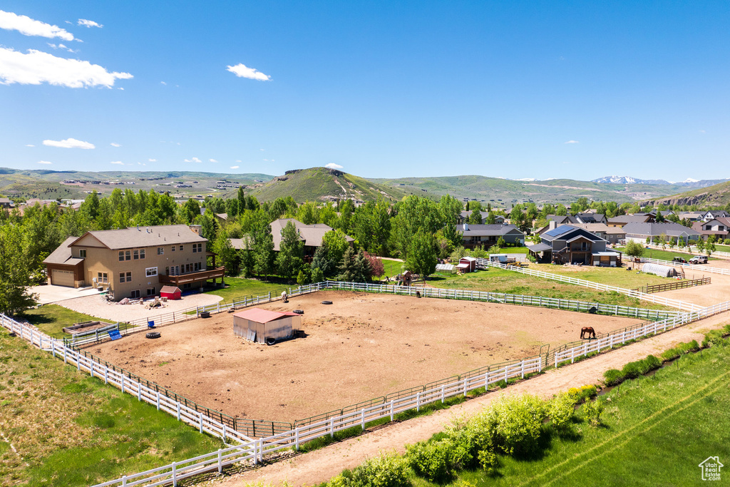 Exterior space with a mountain view and a rural view