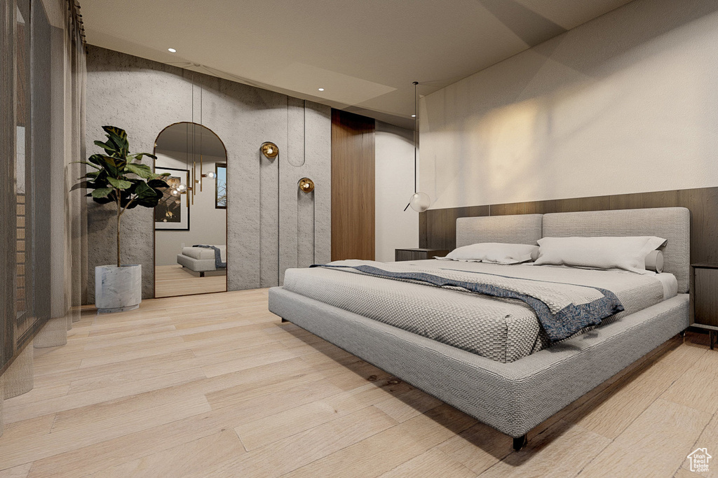 Bedroom featuring wood-type flooring