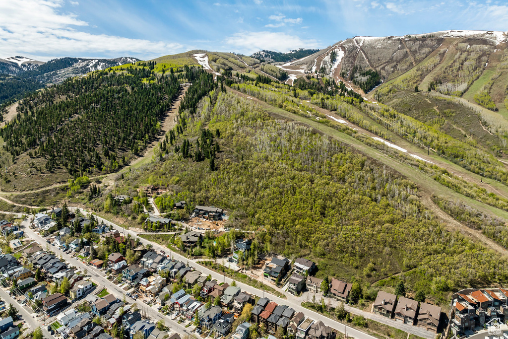 Aerial view with a mountain view