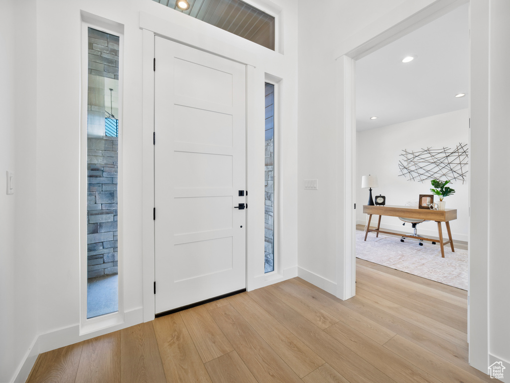 Entryway featuring light wood-type flooring