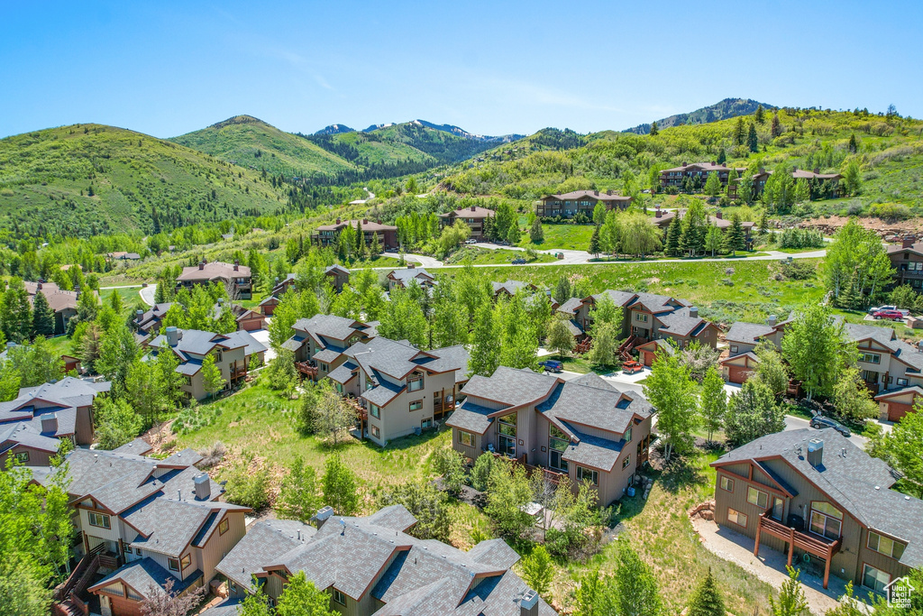 Aerial view featuring a mountain view