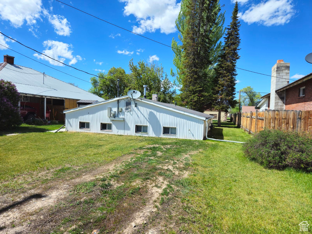 Back of property featuring a yard