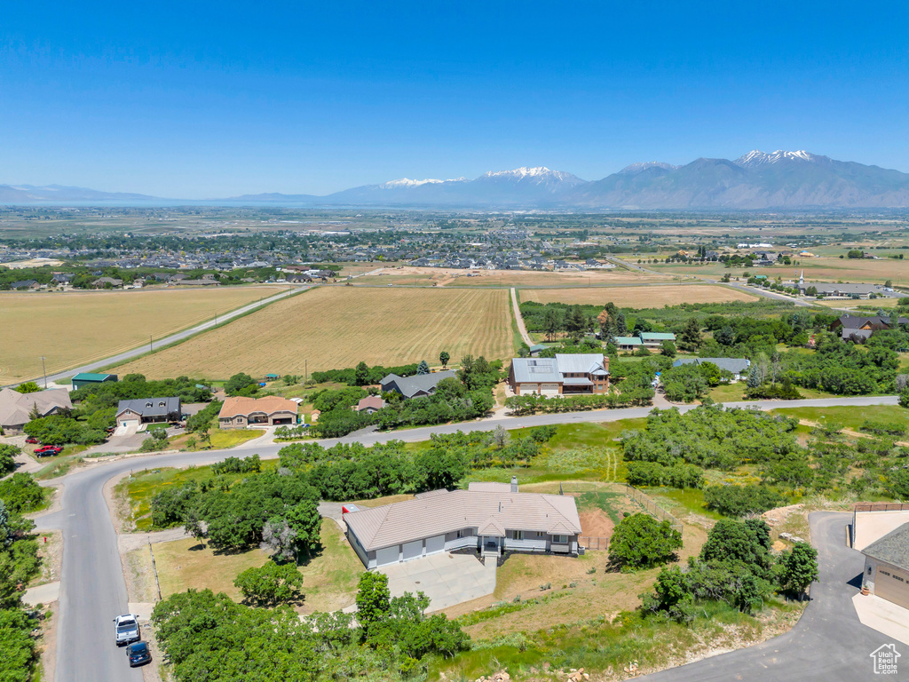 Aerial view featuring a mountain view