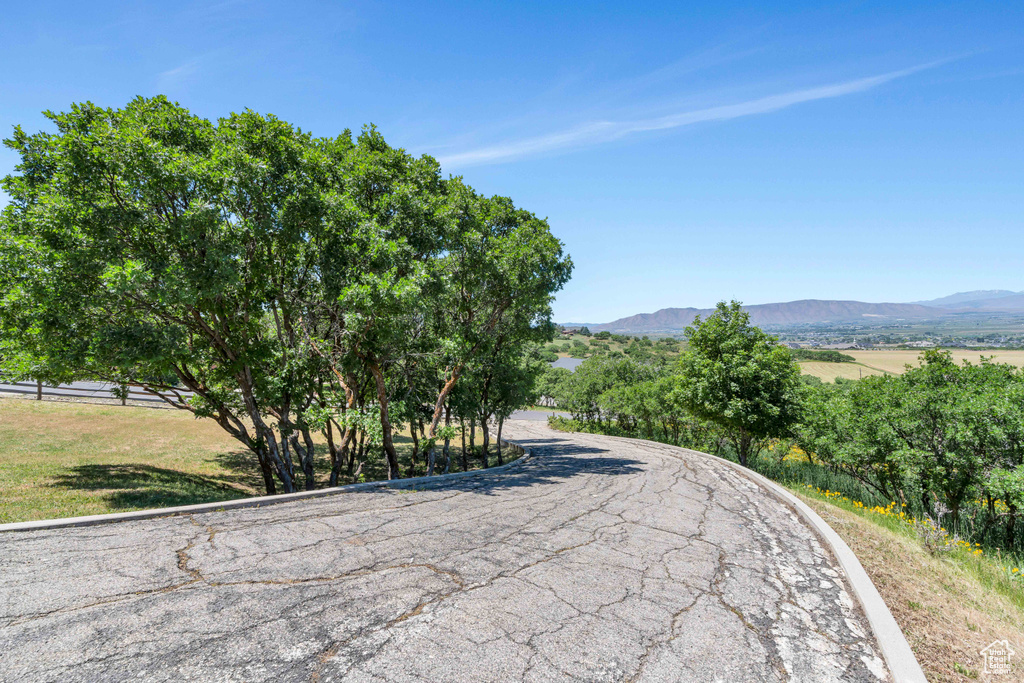 Exterior space featuring a mountain view