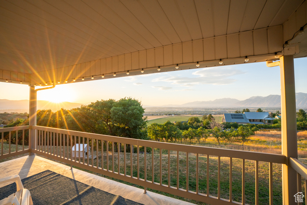 Exterior space featuring a mountain view