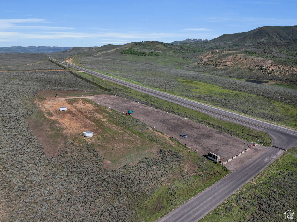 Aerial view with a mountain view and a rural view