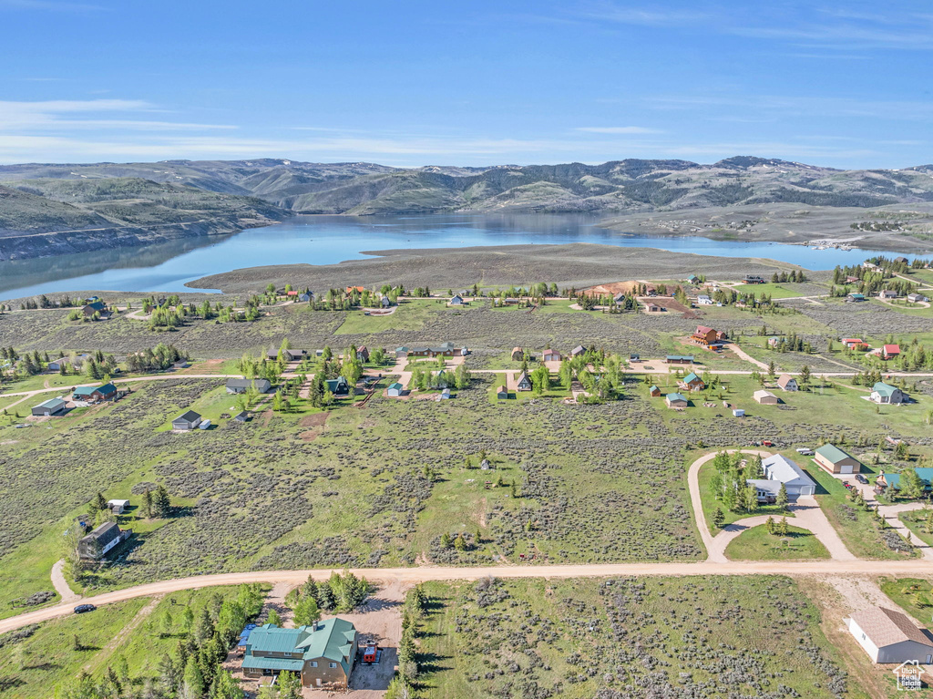 Bird\\\'s eye view featuring a water and mountain view