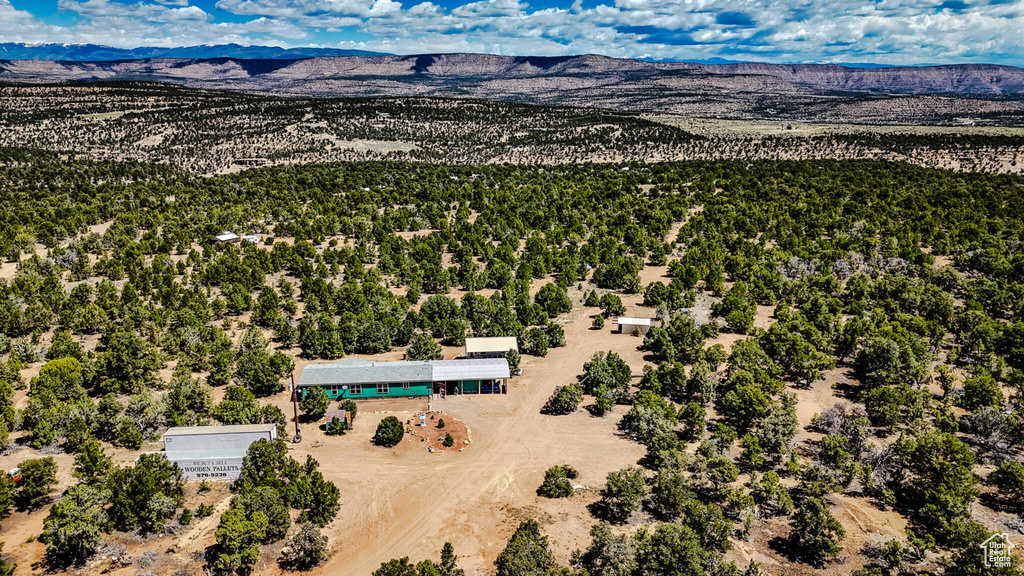 Drone / aerial view with a mountain view