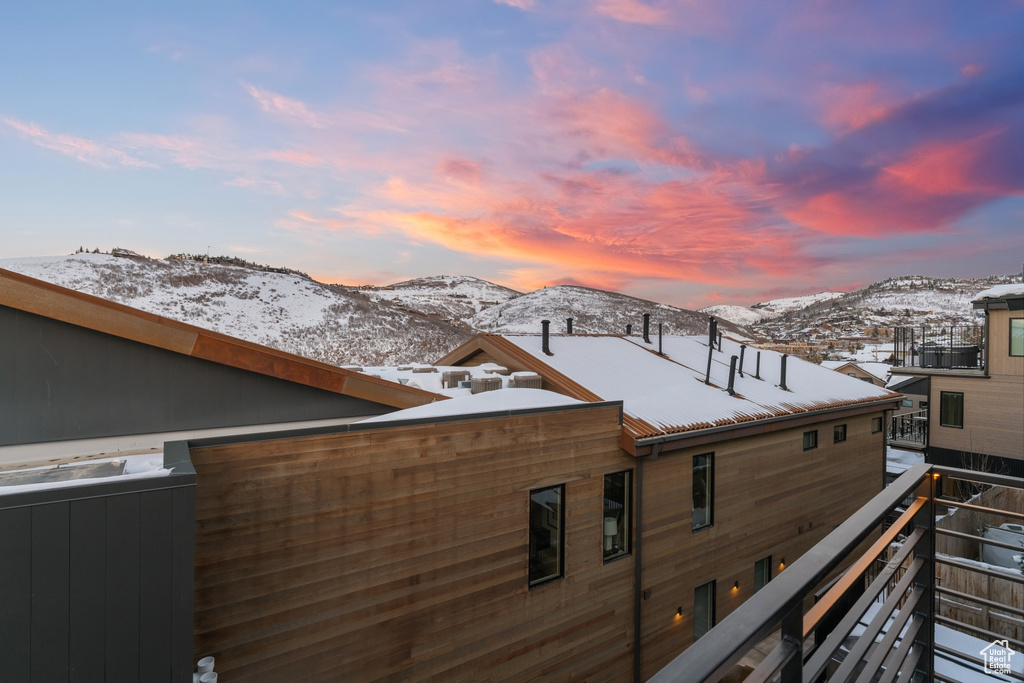 Exterior space with a mountain view