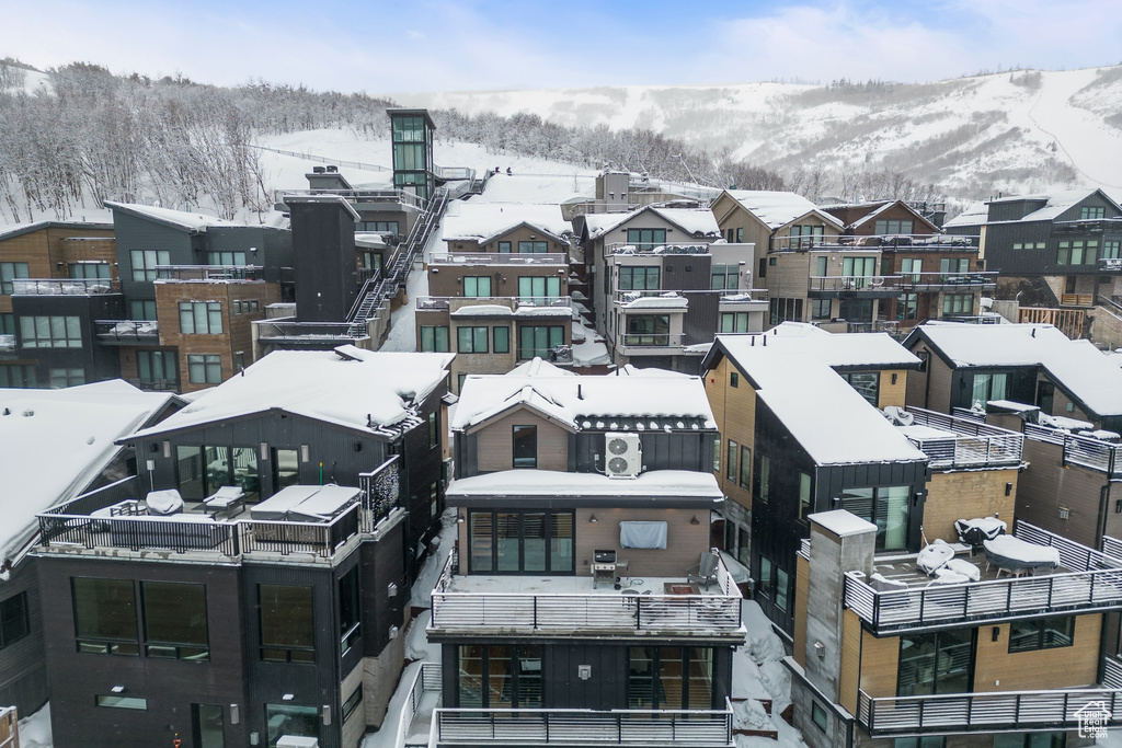 Exterior space featuring a mountain view