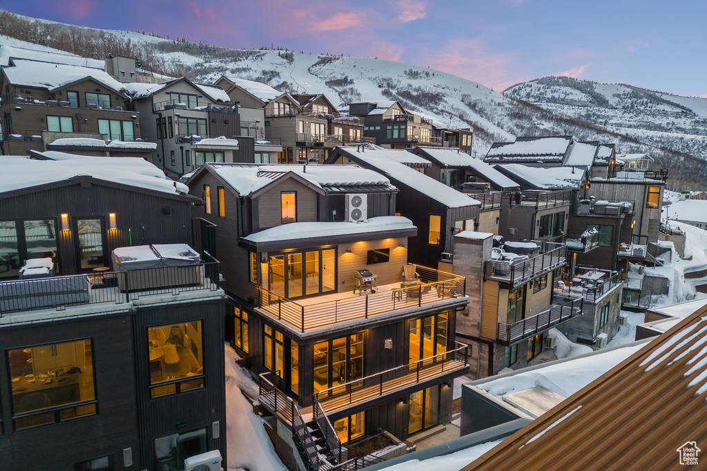 Exterior space featuring a mountain view