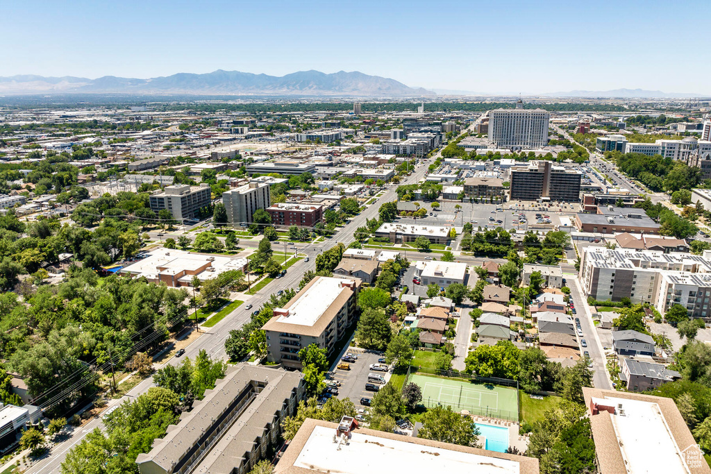 Drone / aerial view with a mountain view