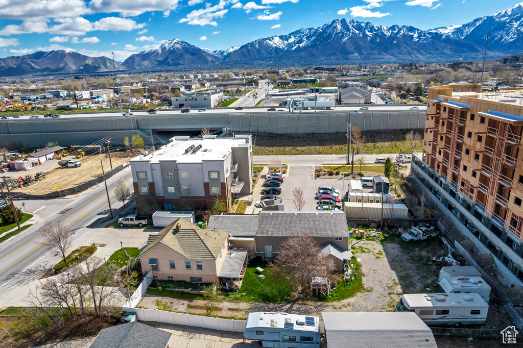 Aerial view featuring a mountain view