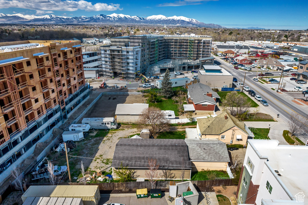 Drone / aerial view with a mountain view