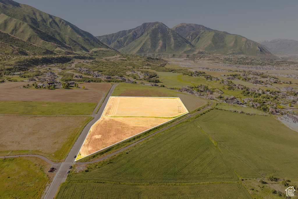 Aerial view with a mountain view and a rural view