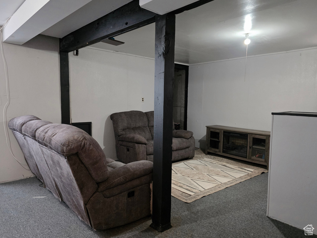 View of carpeted living area