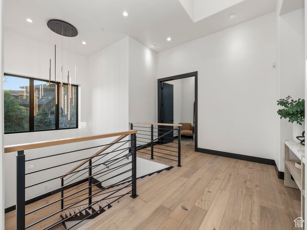 Interior space with light hardwood / wood-style flooring