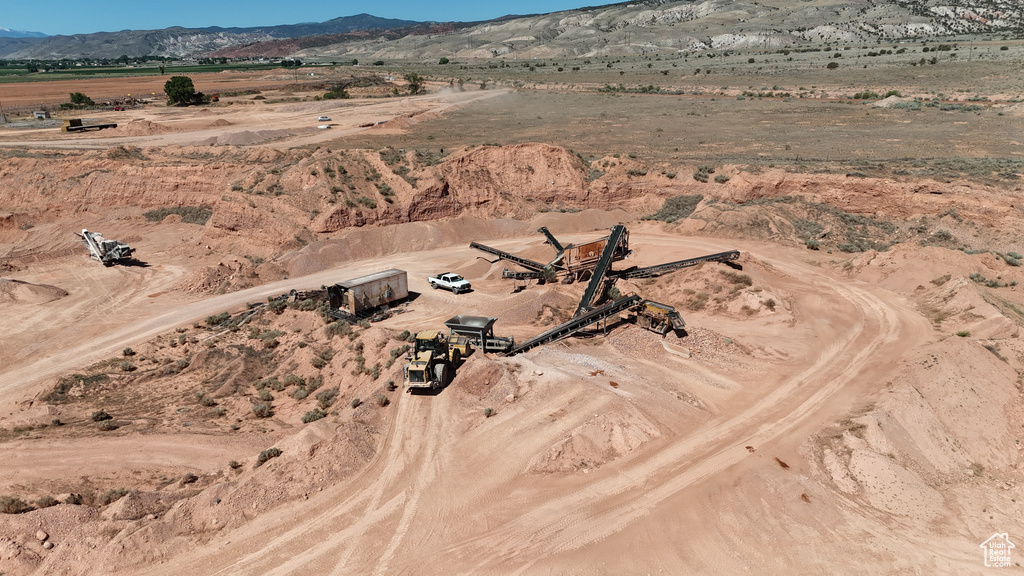 Aerial view featuring a mountain view