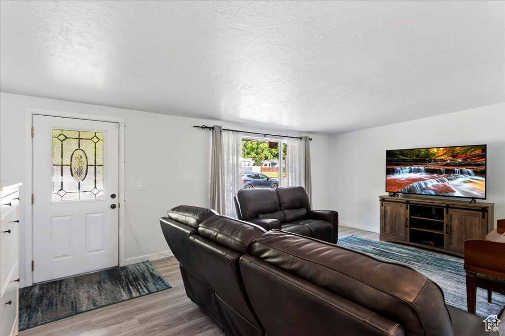 Living room featuring hardwood / wood-style flooring