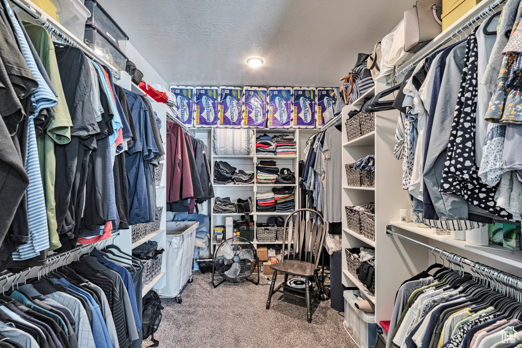 Spacious closet with carpet