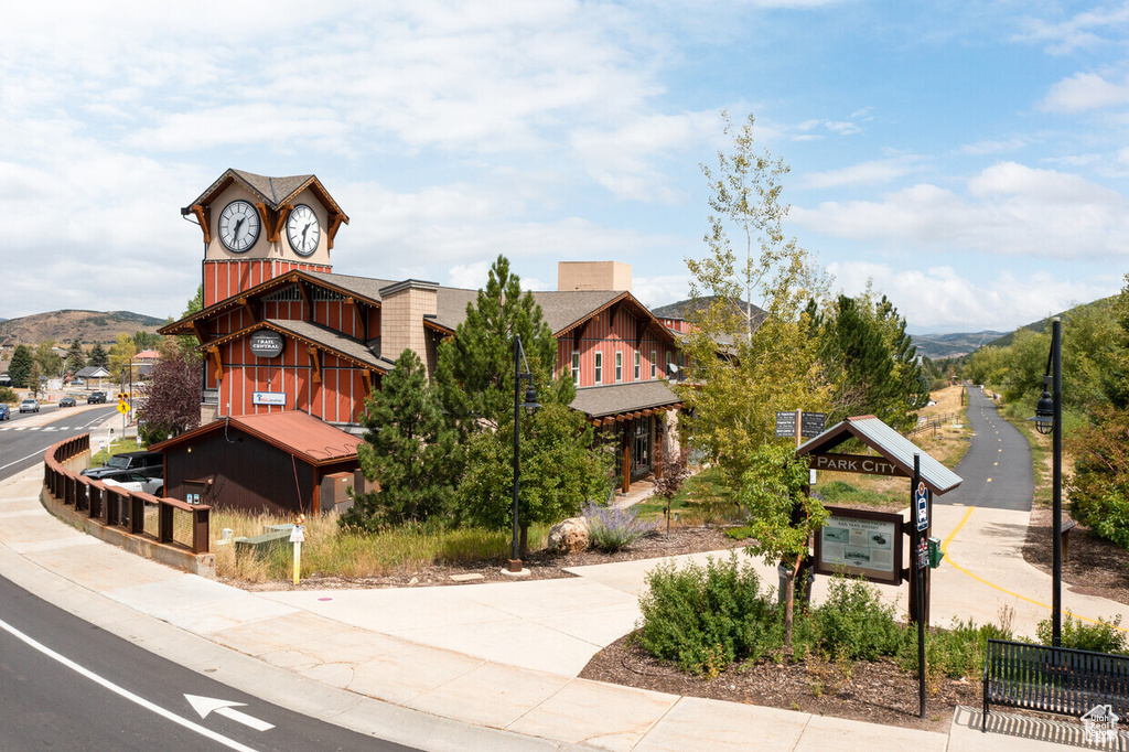 View of front of property featuring a mountain view