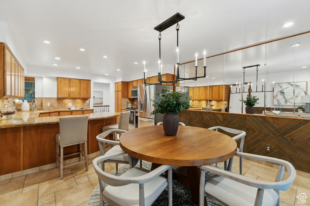 Dining room with sink