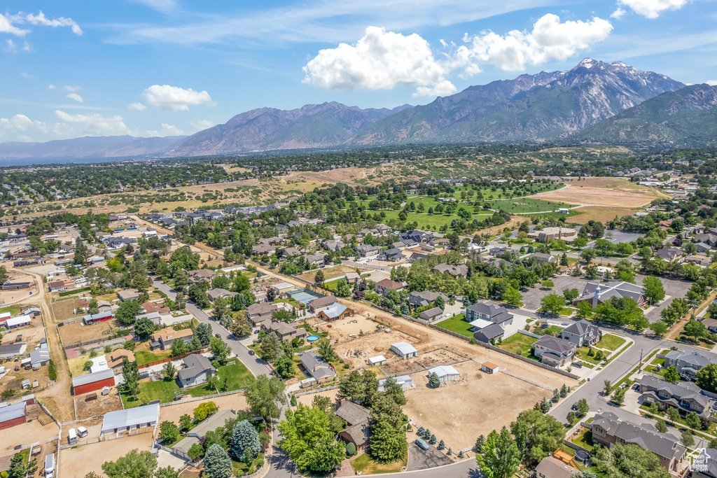 Drone / aerial view with a mountain view