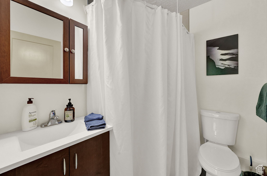 Bathroom featuring vanity and toilet