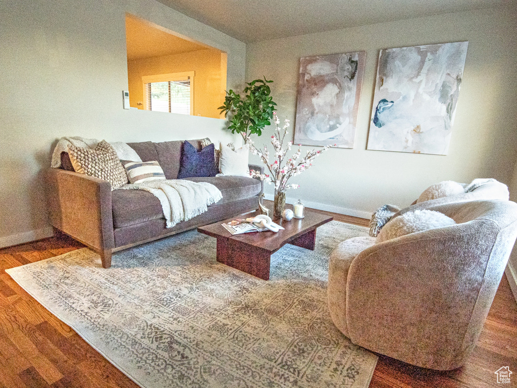 Living room featuring hardwood / wood-style flooring