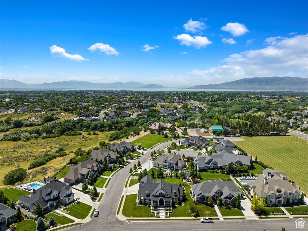 Aerial view featuring a mountain view