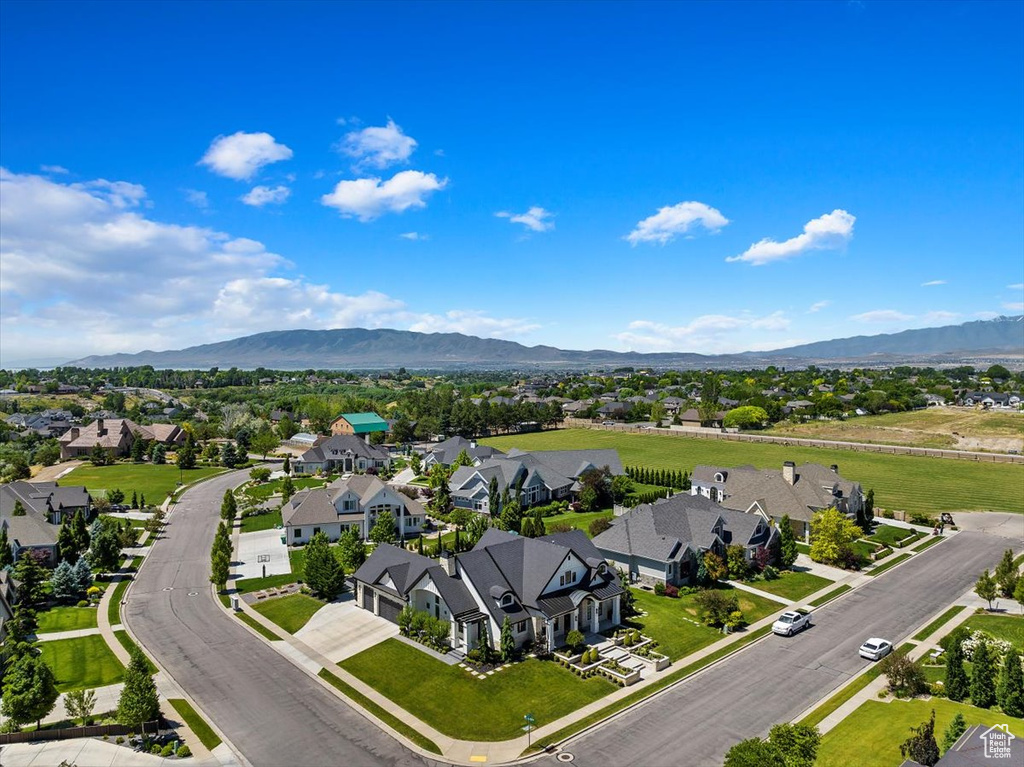 Drone / aerial view with a mountain view