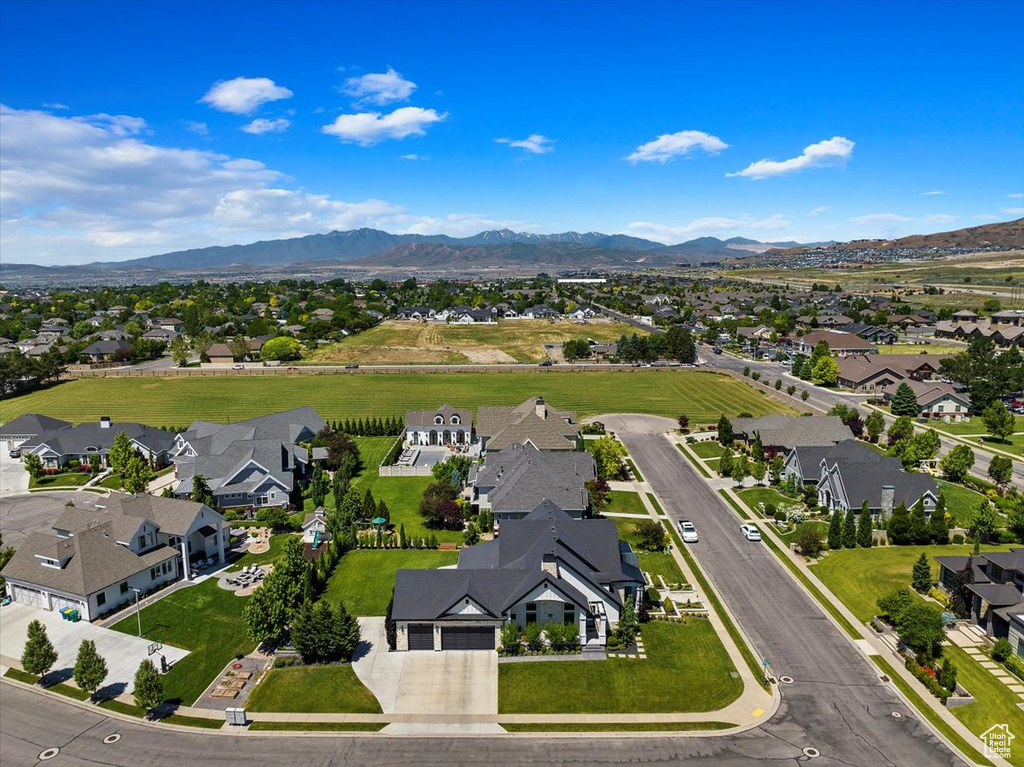 Drone / aerial view with a mountain view