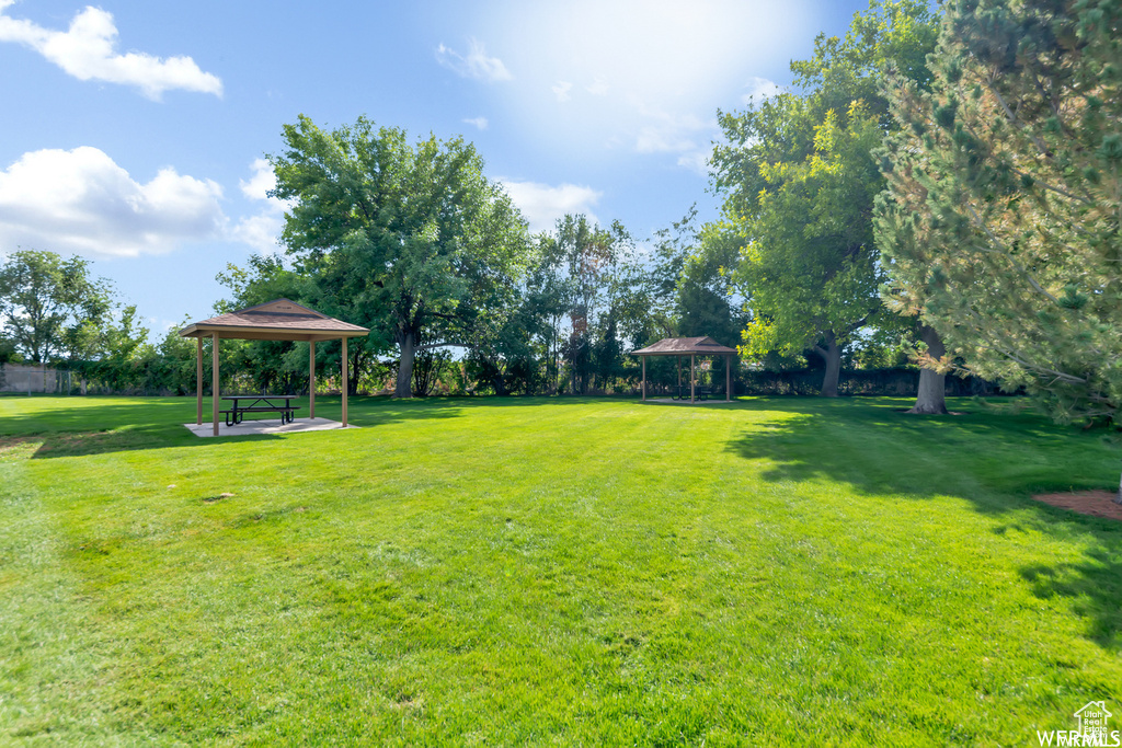 View of yard featuring a gazebo