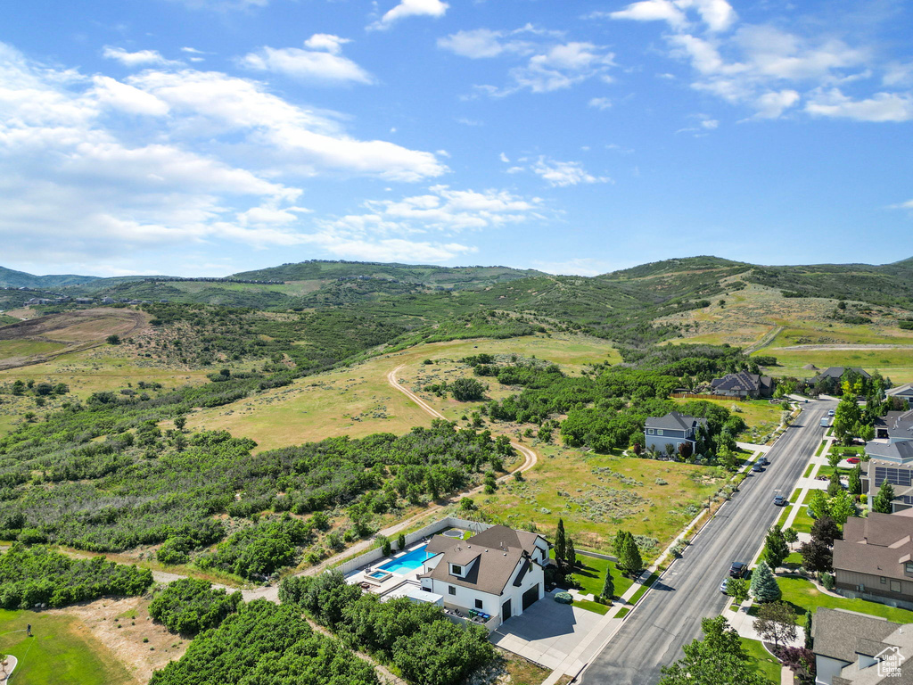 Drone / aerial view with a mountain view