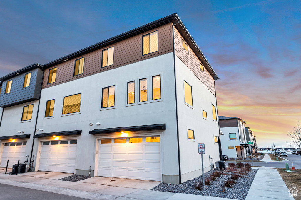 View of front of property with a garage