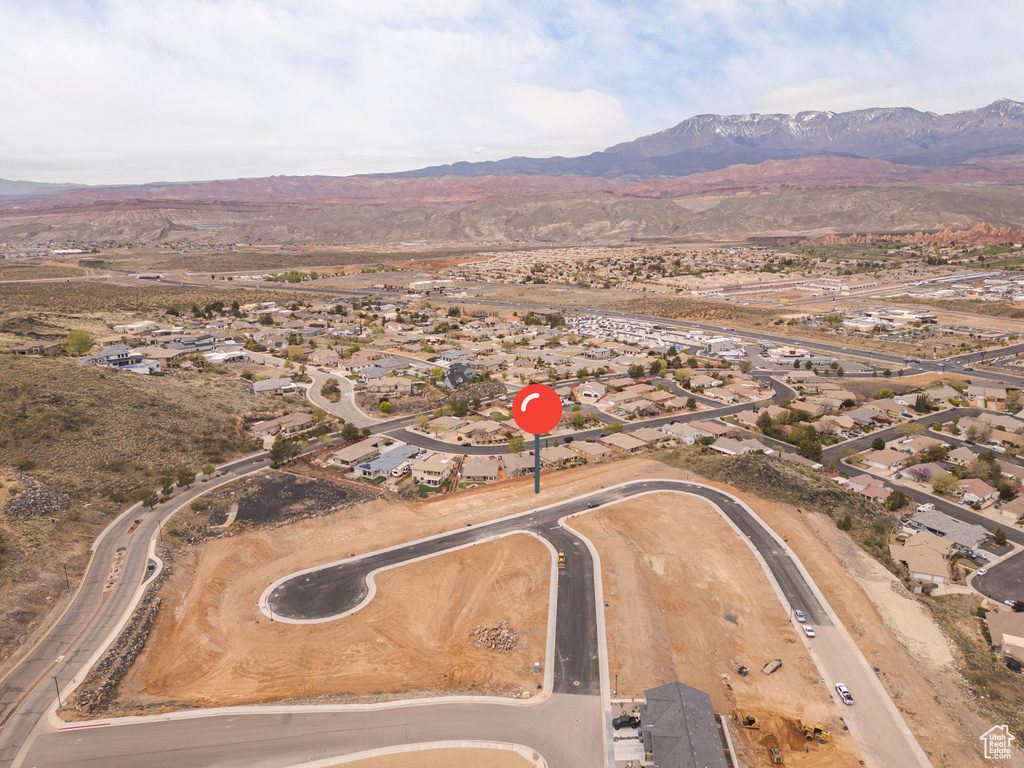 Aerial view featuring a mountain view