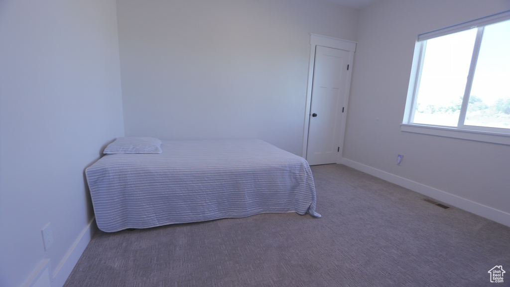 Bedroom with carpet flooring